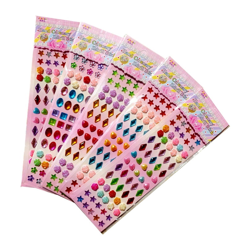 Lot of 4 Packs Sheets Jewel Stickers Gemstones Light Pink 216 Ea (864)  Craft
