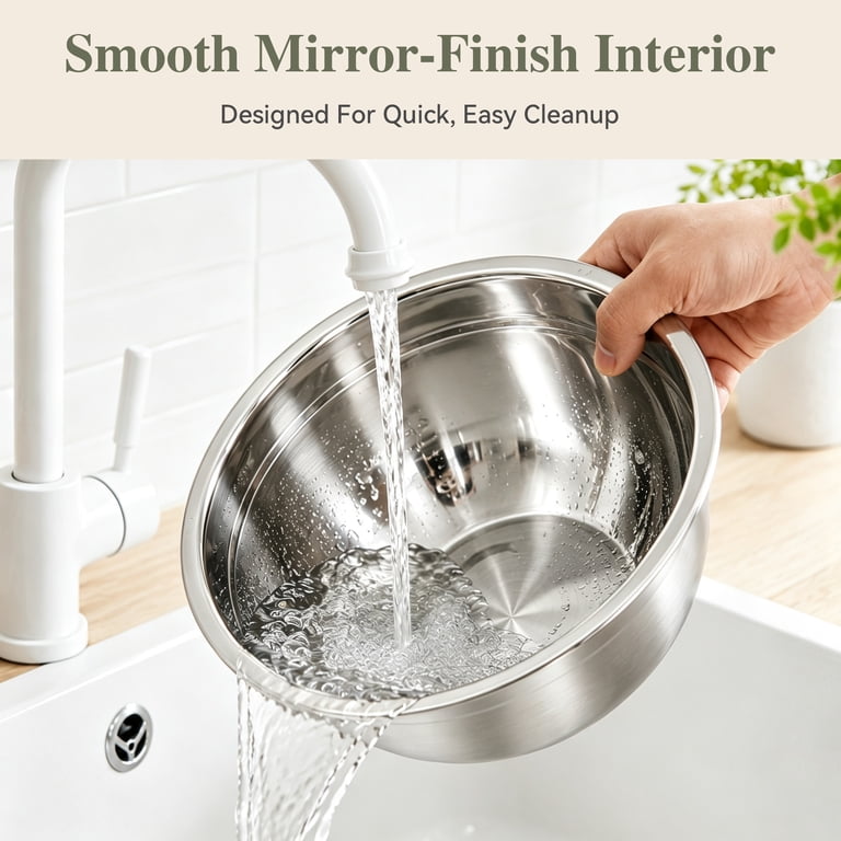 TINANA 5-Piece Stainless Steel Nesting Mixing Bowl Set photo 4