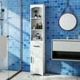 thumbnail image 2 of S-HOME Tall Slim Design Narrow Cabinet with Drawer in Elegant White Finish, Perfect Storage Solution for Small Bathrooms, 2 of 7