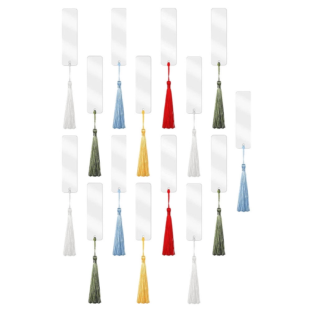 OUNONA 75 Sets Delicate Bookmarks Paper Blank Unfinished DIY Bookmarks with Tassels (As Shown)