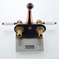 thumbnail image 5 of Renovators Supply Bathroom Faucets 4" Rose Gold Centerset Bathroom Sink Faucet w/White Double Handle and Supply Lines, 5 of 5