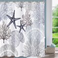 thumbnail image 2 of Shower Curtain,Nautical Coastal Shower Curtains for Bathroom Ocean Beach Seashell Starfish Shower Curtain Sets Marine Underwater Fabric Waterproof Bathroom Curtain Decor 72x72 with Hooks, 2 of 5