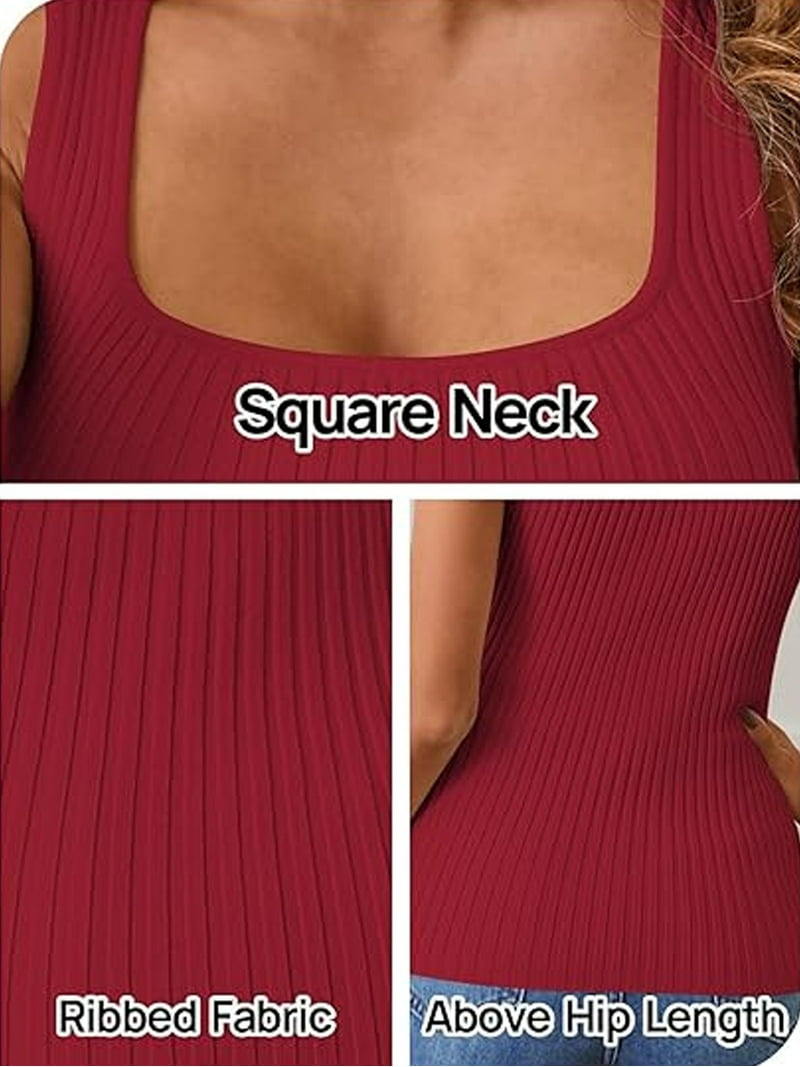 トップス SQUARE TANK / BEIGE shishikui SHIBEVER Sleeveless Tops for Women Ribbed Tank Summer Square