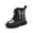 Black, variant on Kids Ankle Boots Boys Girls Side Zipper Lace up Work Boots Anti Slip Combat Boots(Silver,36)
