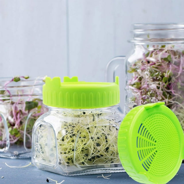 SANAG 2pcs Grow Bean Sprouts Alfalfa Salad Sprouts Lids Plastic Jar Seed Sprouting Planting Lids