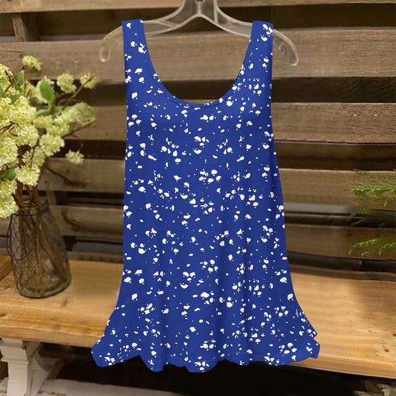 NTACZA Sleeveless Cute Summer Tops Peplum Casual Crew Neck Relaxed Fit Wide Strap Tank Tops for Women