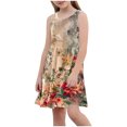 thumbnail image 7 of AUNVITO Girls Allover Print Round Neck Sleeveless Dress with Pockets Casual Summer Fashion, 7 of 7