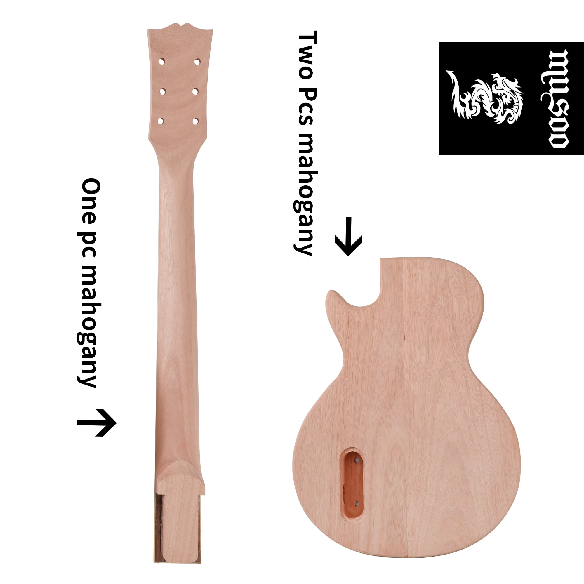 Batking Electric Guitar Kit LP-Style Unfinished Mahogany Body Right-Handed 6-String