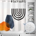 thumbnail image 4 of No Hook Shower Curtain with Built-in Rings - Boho Mid Century Modern Washable Waterproof Fabric Bathroom Curtains for Hotel,Rentals, 72 X 78 Inch Long , Orange Navy Blue Beige, 4 of 9