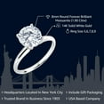 thumbnail image 6 of Gem Stone King 14K White Gold Moissanite Solitaire Engagement Ring for Women (1.90 Cttw, Round 8MM, Available in Size 5, 6, 7, 8, 9), 6 of 6