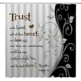 thumbnail image 2 of Inspirational Quote Trust in The Lord Shower Curtain Black Gray Abstract Floral Modern Geometric Fashion Creative Bathroom Decor Fabric Curtain with Hooks, 2 of 6