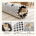 thumbnail image 6 of Happy & Polly Cozy Convertible Cat Tunnel Toy, Collapsible Grey and White Plaid Pet Play Tube for Indoor Cats, 6 of 9