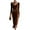 Brown, variant on Velvet Tulle Midi Dress with Long Sleevee Cowl Neck Formal Cocktail Dresses Bodycon Ruched Wedding Guest Party Gown Pink L