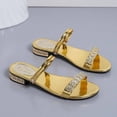 thumbnail image 6 of Avtoify Summer Middle Heels Shoes Women Fashionable Casual Outerwear Versatile Plus Size Solid Color Rhinestones Round Toe Open Toe Low Heels, 6 of 9