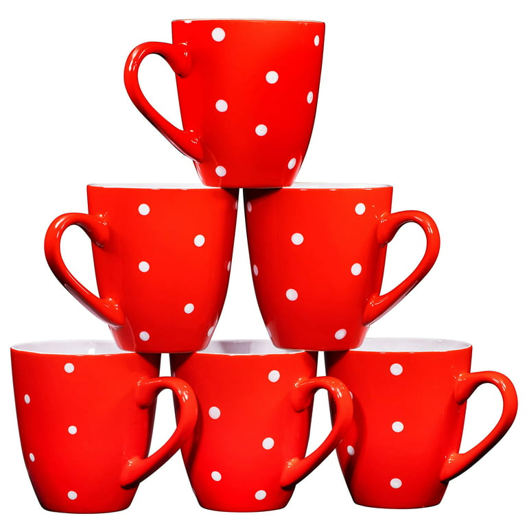Modwnfy 16 fl oz Red Coffee Mugs Ceramic Coffee Mug Tea Cups