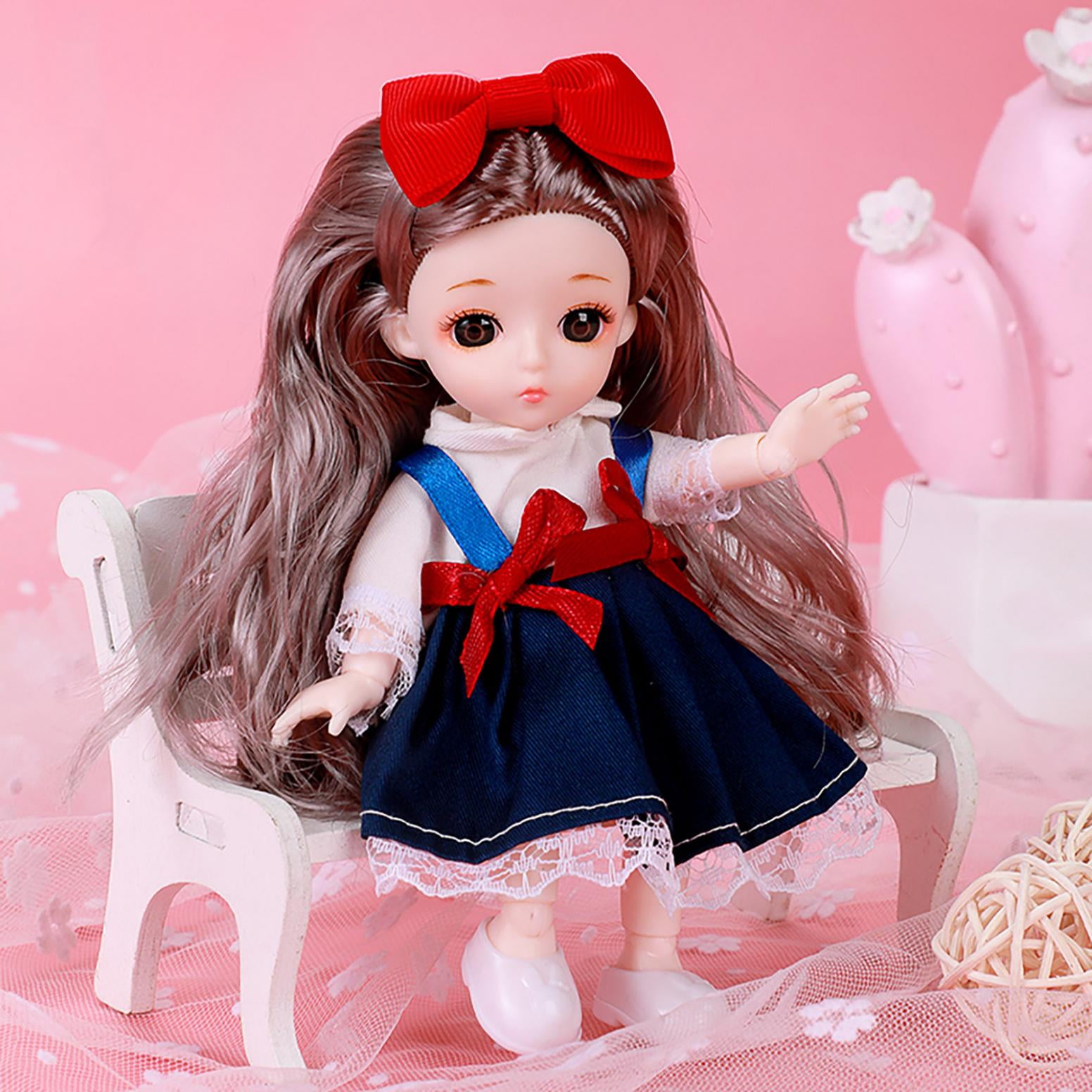Dress Up Doll Clothes Outfits Set 16cm Mini Doll Action Figures Toy for Kids 
