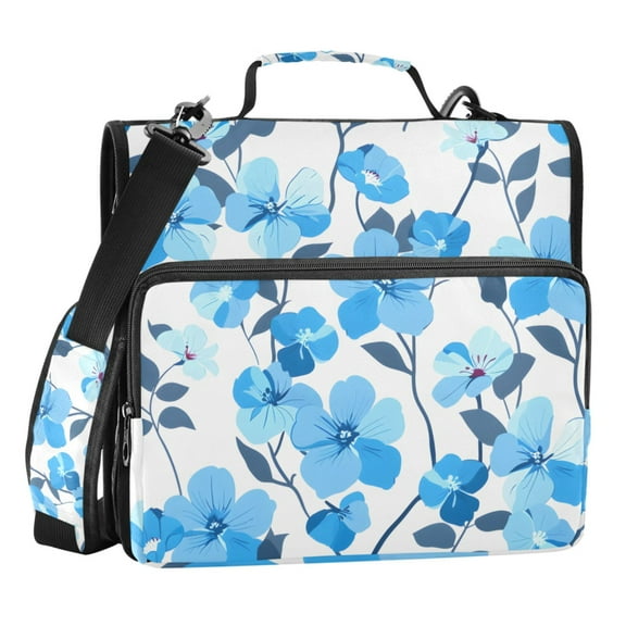 ALAZA Zipper Binder Blue Flowers 3 Ring Trapper Keeper File Folder Organizer Bag