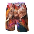 thumbnail image 5 of Kll Oil Paintings Of Elephants Men'S Casual Summer Beach Shorts Hawaiian Shorts With Pockets-Medium, 5 of 9