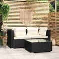 thumbnail image 1 of vidaXL 3 Piece Garden Lounge Set with Cushions Black Poly Rattan, 1 of 4
