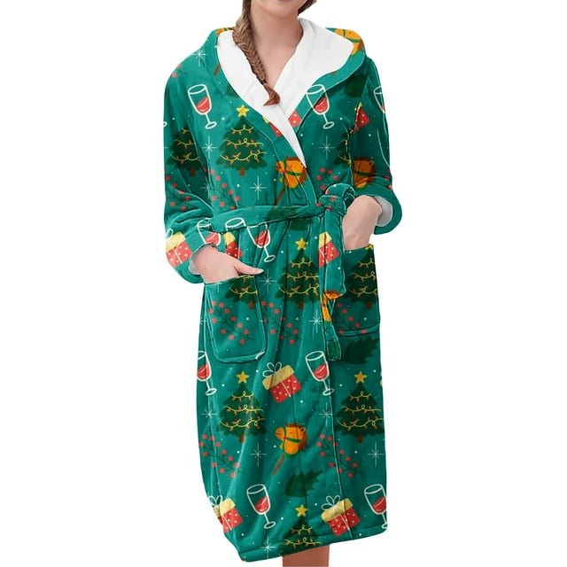 Peignoirs pour Femmes Peignoir Long Chaud Tendance à Manches Longues d'Hiver Pyjama Robe de Nuit