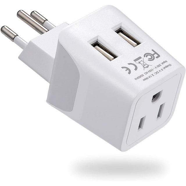 Ceptics Canada to Switzerland Travel Adapter (Type J) - Dual USB - Charge your Cell Phone, Laptops, Tablets - Grounded