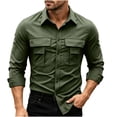 thumbnail image 2 of Men's Tactical Shirt, Long Sleeve Quick-Dry Work Shirt With Ventilation & Multi-Pockets, Outdoor Casual Tactical Clothing Army Green XL, 2 of 9