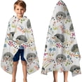 thumbnail image 3 of Cute Hedgehog and Mushroom Hooded Bath Towel，60"x35" for Ages 3 To 12 Kids, Quick Dry Lightweight Soft Microfiber Hood Beach Towel Cover Up for Kids, 3 of 7
