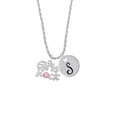 thumbnail image 2 of Delight Jewelry Silvertone Girls Rock with Light Pink Crystal Silvertone Script Initial Disc - S - Charm Necklace, 20"+3", 2 of 4