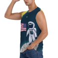 thumbnail image 3 of Picia Astronaut With USA Flag mens Cotton Tank Undershirts , Moisture-wicking Ribbed Tanks, Lightweight Cotton Tank Undershirts-Large, 3 of 8