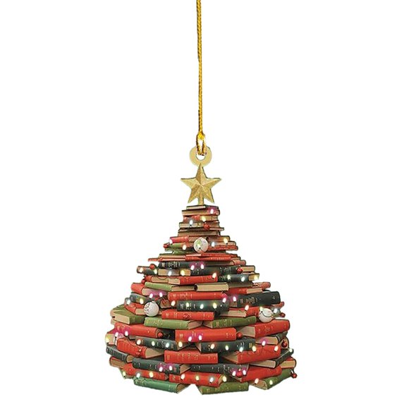 Book Lovers Fu N Reads Christmas Acrylic Ornament Decorative Hanging Display Art