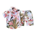 thumbnail image 1 of MIASHUI Toddler Boys Short Sets Tropical Print Button Down Shirt Outfits Boy Clothes,White,2-3 Years, 1 of 7