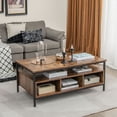 thumbnail image 2 of Costway Table Basse Industrielle avec Rangement Ouvert Cadre en Métal Table Centrale pour Salon, 2 of 10
