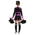 thumbnail image 2 of Yeahdor Girls Halloween Cheer Leader Outfits Long Sleeve Shiny Cheerleading Dance Uniform Dress Set Hot Pink&Black 8, 2 of 7