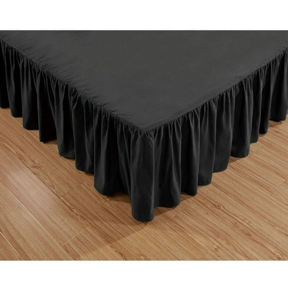 Super Soft Solid Bed Skirt Full Size Luxury Brushed Microfiber 14 inch Black Gathered Dust Ruffle