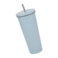 thumbnail image 2 of Taza de café de 750 ml, taza de viaje de acero inoxidable con aislamiento, tapa y pajita, para bebidas frías y calientes, para viajes, casa, camping, oficina, color azul claro, 2 of 12