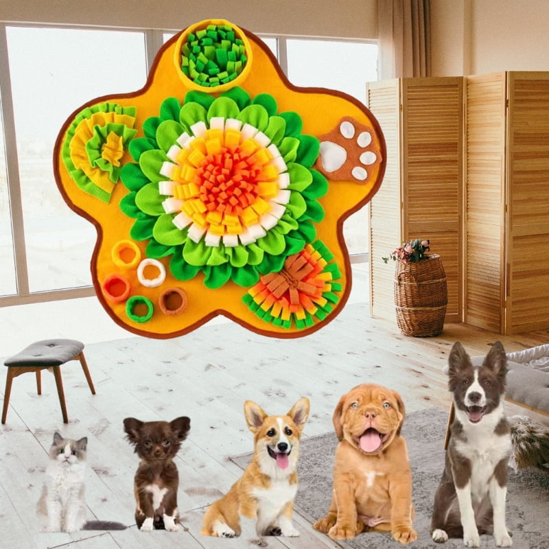Dog Enrichment Toy Slow Feeding Exercise Flower Snuffle Mats Puzzle Toy 60x60cm