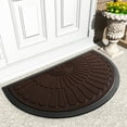 thumbnail image 6 of VUNATE Door Mat Outside Indoor Doormat Non Slip Rubber Welcome Mat Outdoor Mat for Front Door Entrance Absorbent Dirt Trapper Floor Mats for Home Low Profile Entry Rug Half Round 24"x35" Brown, 6 of 8