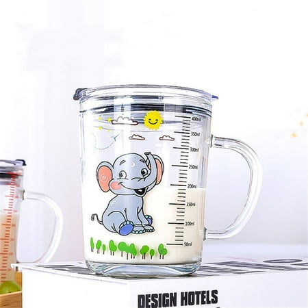 

Kitchen 400ml High Quality Transparent Milk Cup Drinkware Straw Water Cup ELEPHANT