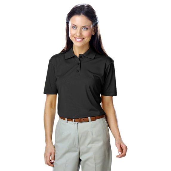 BlueGeneration Ladies Value Moisture Wicking S/S Polo - Black Large Solid