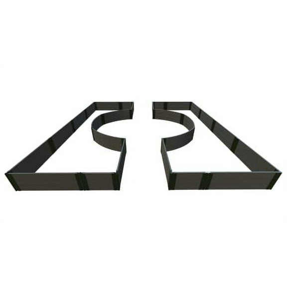 WEATHERED WOOD 'WALK-THROUGH CENTER CIRCLE' - 14' X 16' X 16.5" RAISED GARDEN BED - 1" PROFILE