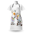 thumbnail image 3 of Crazy Apron, Farmland Animals Cartoon Cows with Colorful Spots Creature Illustration, Unisex Kitchen Bib with Adjustable Neck for Cooking Gardening, Adult Size, Multicolor, by Ambesonne, 3 of 4