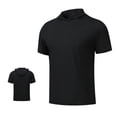 thumbnail image 4 of FRSASU Men's Short Sleeve Hoodie Gym Shirts Lightweight Quick-Dry Athletic Pullover Hooded Workout Fitness Tee Black, 4 of 8