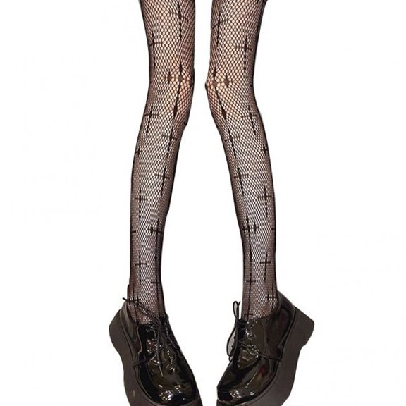 Vjnyvs Women's High Waist Cross Mesh Fishnet Pantyhose Tights, Nylon Hosiery for Lingerie Use