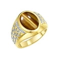 thumbnail image 4 of RYLOS Men's Rings 14K Yellow Gold Nugget Ring with Cabochon Gemstone & Diamonds Tiger Eye Rings For Men Size 8, 4 of 8