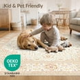 thumbnail image 4 of ODIKA 9'x12' Washable Area Rug Non-Shedding, Easy Care Neutral Vintage Trellis Delicate Livingroom Playroom Dining Large for Master Suite, California King, Under Bed, 4 of 7