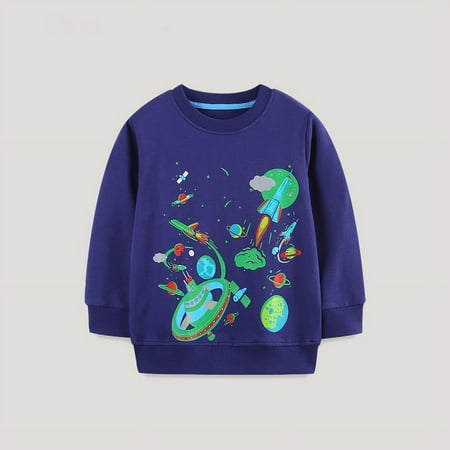 

Ganfancp Stylish Boys Printed Long Sleeve Hoodie - Soft Cotton Fashionable Design for Kids 2-7 Years Old Holiday Deals