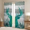 thumbnail image 2 of Teal Antler 30%-50% Blackout Curtains Elk Deer Rustic Curtains & Drapes,Woodland Animals Moose Curtains Lodge Cabin Wooden Plank Country Hunting Themed Reindeer Farmhouse Decor, 2 of 6