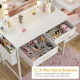 thumbnail image 5 of DLisiting White Small Desk with Fabric Drawers - 32 Inch Vanity Desk with Storage Drawer and Bag for Bedroom, Study Writing Table for Small Spaces, White, 5 of 9