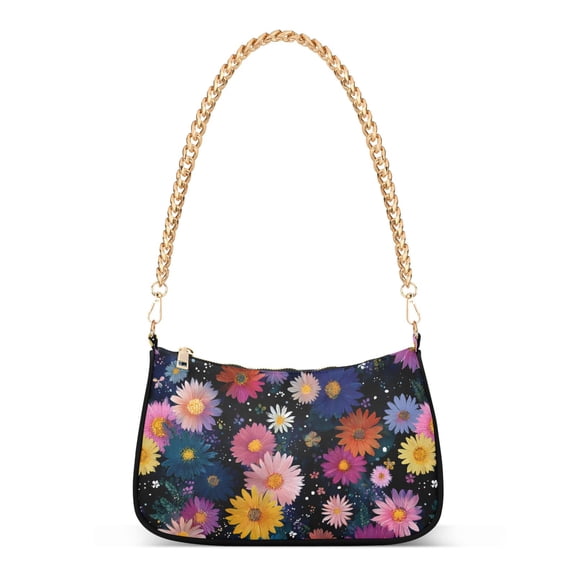 ALAZA Art Daisy Floral Women's Chain Shoulder Bag Hobo Handbag Tote Crossbody Purse