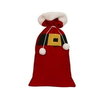 Beautynvta Christmas Gift Bag with Drawstring, Christmas Red Velvet Santa Gift Bags Large Gift Sack for Xmas Present Party Supplies Costume Holiday Wrapping, 18.9x11 Inch